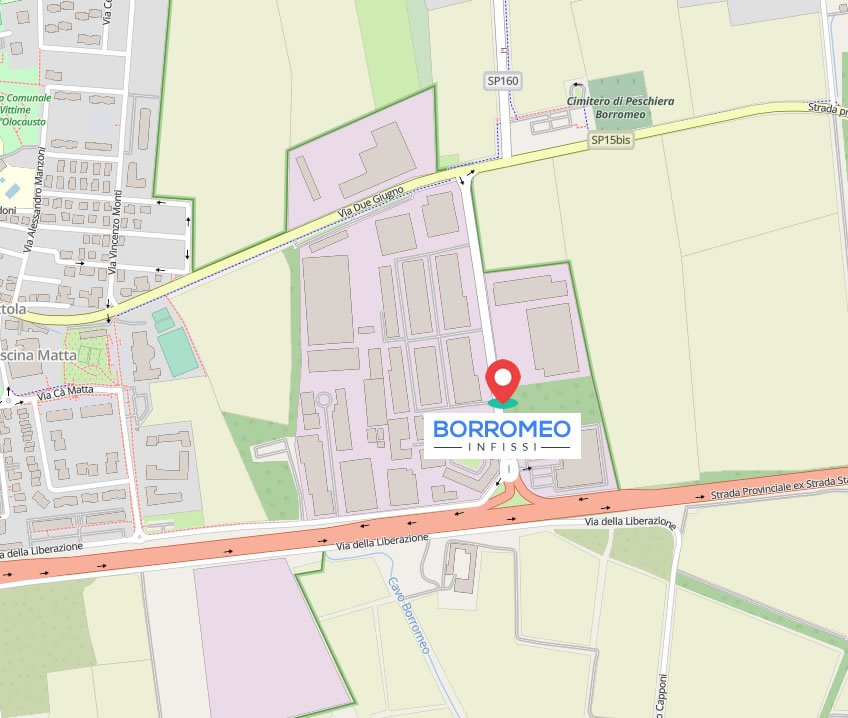 Mappa della sede di Borromeo Infissi a Peschiera Borromeo